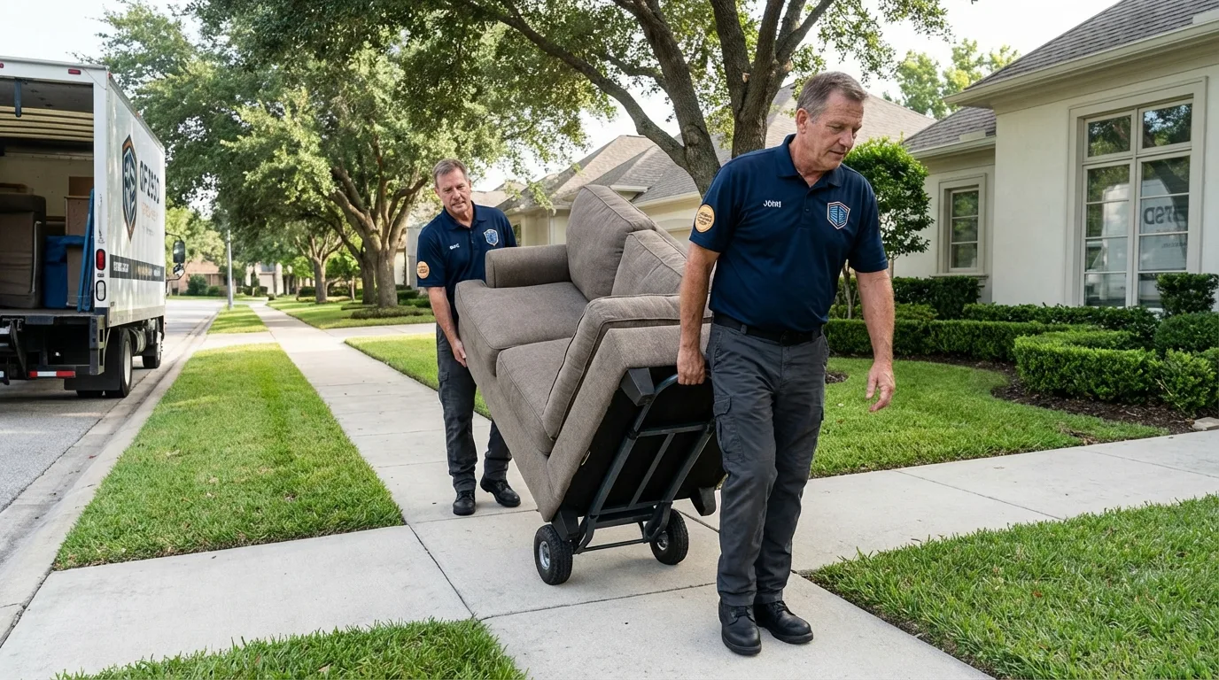 Local residential moving crew loading furniture in Westminster, MA