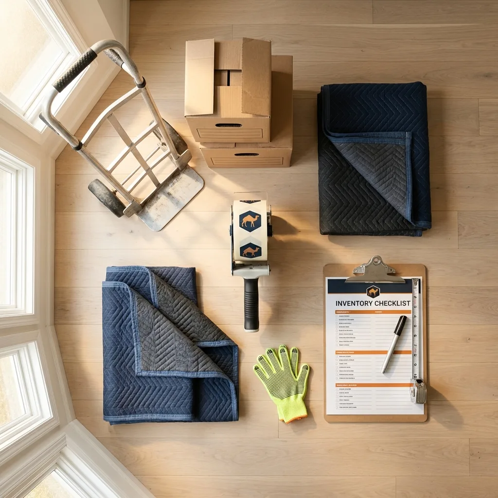 Professional moving supplies and packing materials layout for Westminster residential relocations